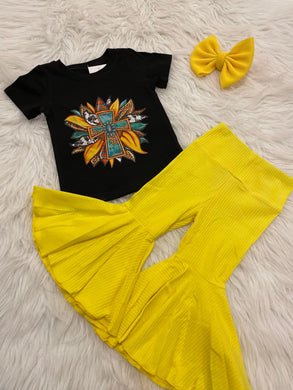 Sunflower cross T-shirt w/ yellow bells