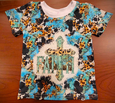 Faith cheetah/blue cross T-shirt