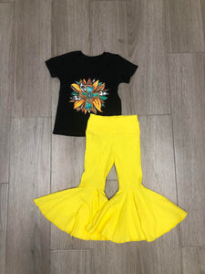Sunflower cross T-shirt w/ yellow bells