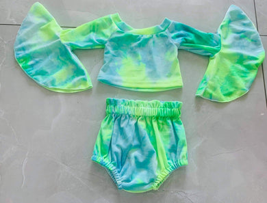 Green/Blue Tye Dye Bummie Set