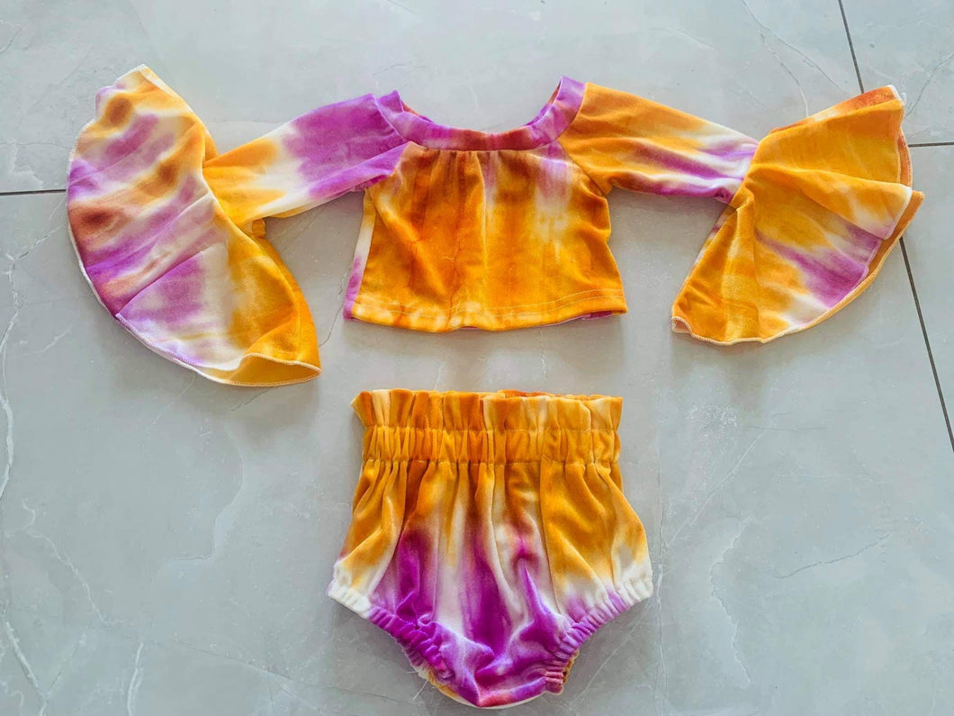 Purple/Orange Tye Dye Bummie Set