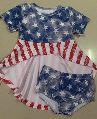 4th of July Hi/Lo style Flag top with Bummies (non-glittered lighter colored)