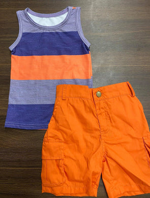 Boy's stripe tank top w/ orange shorts