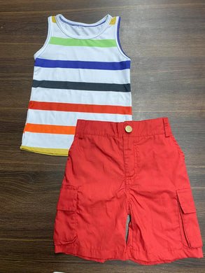 Boy's Multi-colored stripe tank w/ Red shorts