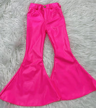 Load image into Gallery viewer, Hot pink leather flare bell bottoms